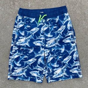 Gap Kids Boys Blue and White Shark Theme Swim Trunks size XL 12